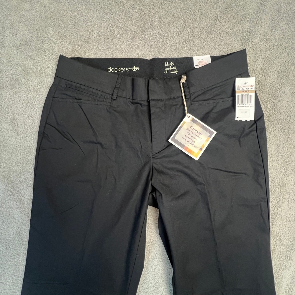 Dockers Metro Black Pants Womens 12 Trouser NWT Straight Leg Dress Slacks - Picture 3 of 13